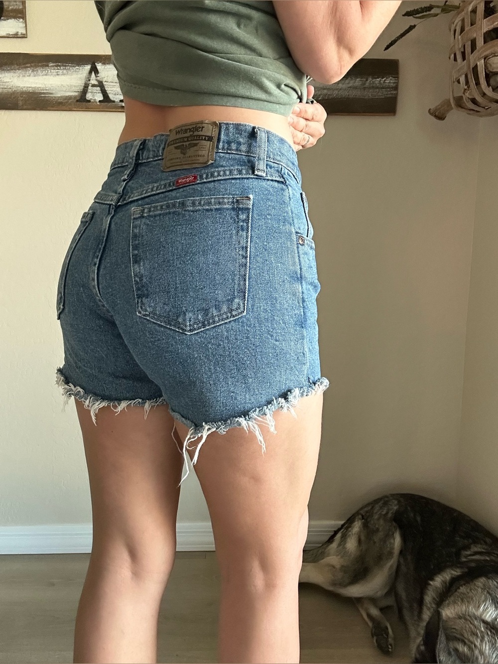 Wrangler Distressed High-Rise Denim Cut Off Shorts